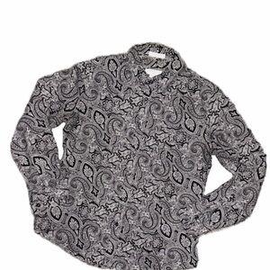 Men's Black and White Paisley Shirt